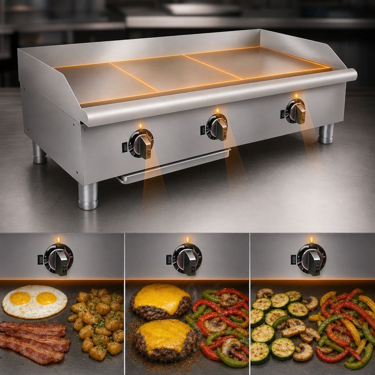 Product image #4 for APW Wyott Workline EG-36S 36-Inch Commercial Electric Countertop Griddle with Smooth Polished Steel Plate