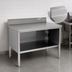 Thumbnail image #4 for John Boos 96 Inch x 24 Inch Stainless Steel Open Front Work Table with 5 Inch Backsplash