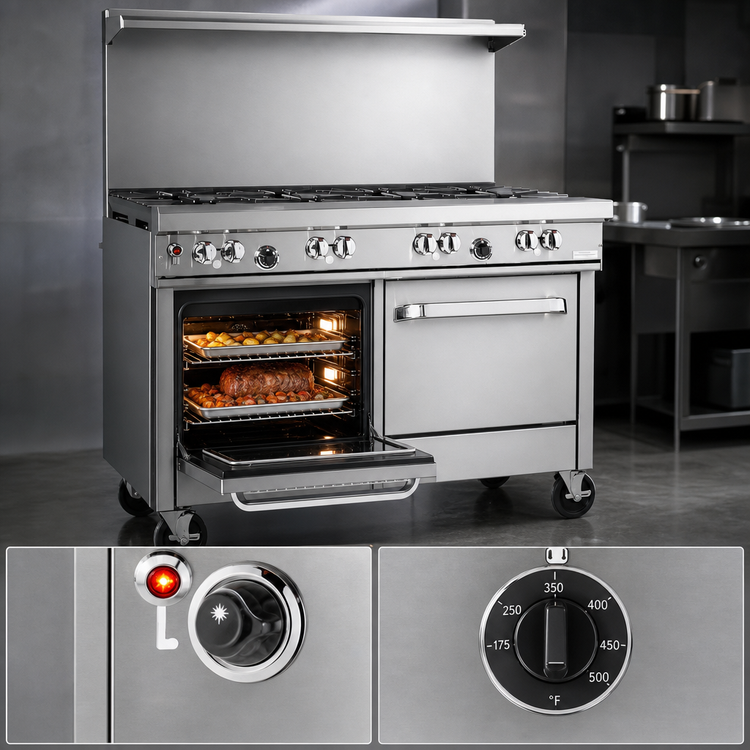 Product image #4 for Southbend Ultimate 48-Inch Commercial Gas Range with 2 Non-Clog Burners, 36-Inch Charbroiler, Standard Oven and Cabinet Base