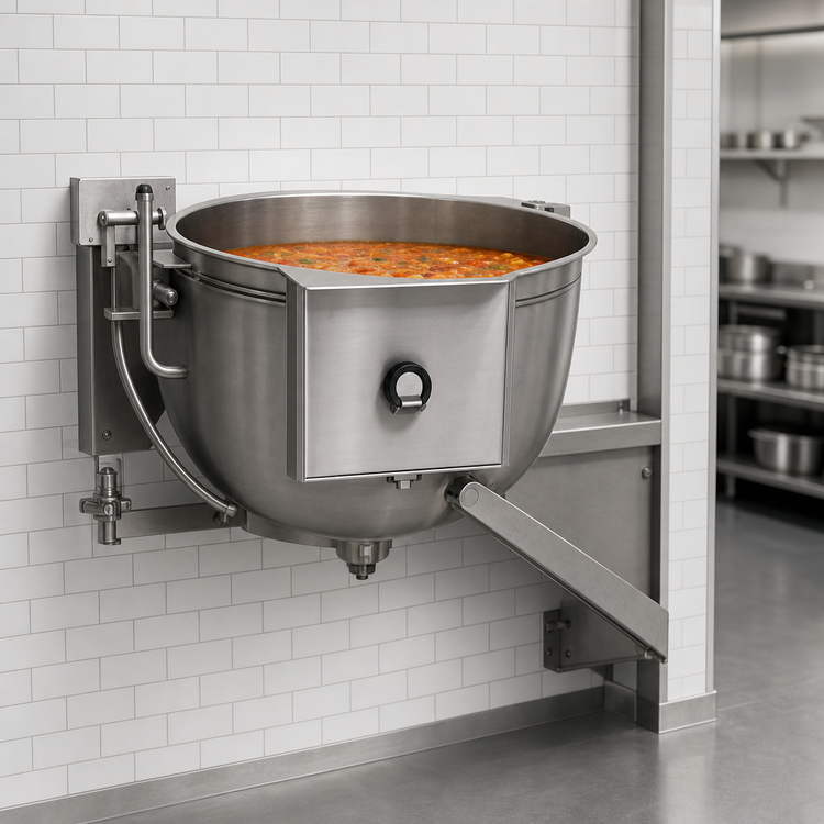 Product image #4 for Legion 100-Gallon Direct Steam Full-Jacketed Tilting Wall-Mount Kettle