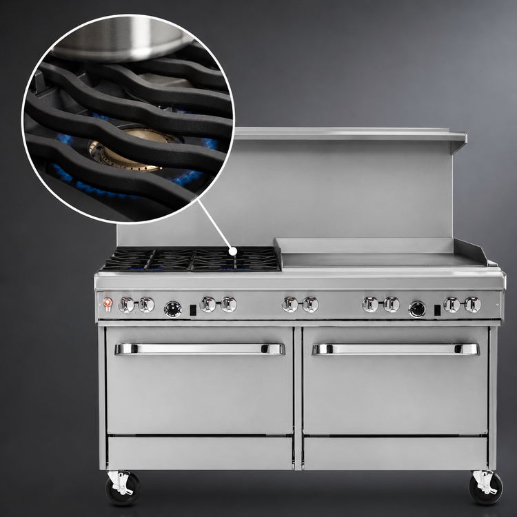 Product image #4 for Southbend Ultimate 60-Inch Gas Restaurant Range with 2 Open Burners, 48-Inch Griddle, and 2 Standard Ovens