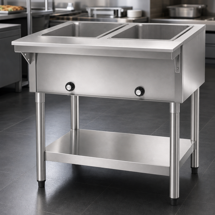 Product image #4 for Eagle Group SDHT2-120 33-Inch Stainless Steel Electric Open Base Hot Food Table with 2 Dry Wells