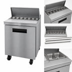 Thumbnail image #4 for Hoshizaki Steelheart SR27B-8 27-Inch Sandwich Top Prep Refrigerator, 1 Section, 1 Door, 8-Pan, Stainless Steel, Front-Breathing