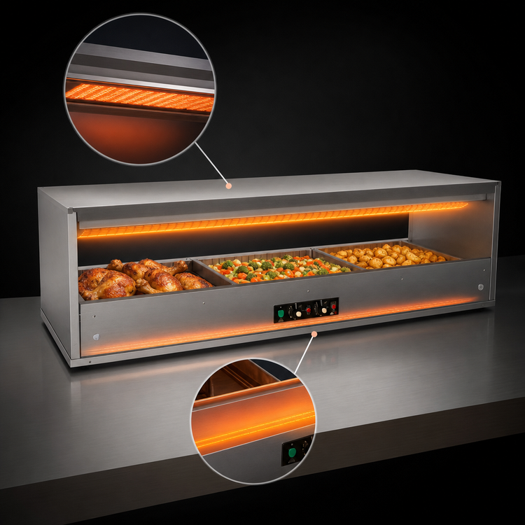 Product image #4 for BKI SM-6224L 62-Inch Countertop Pass-Through Hot Food Warmer with Slanted Shelf