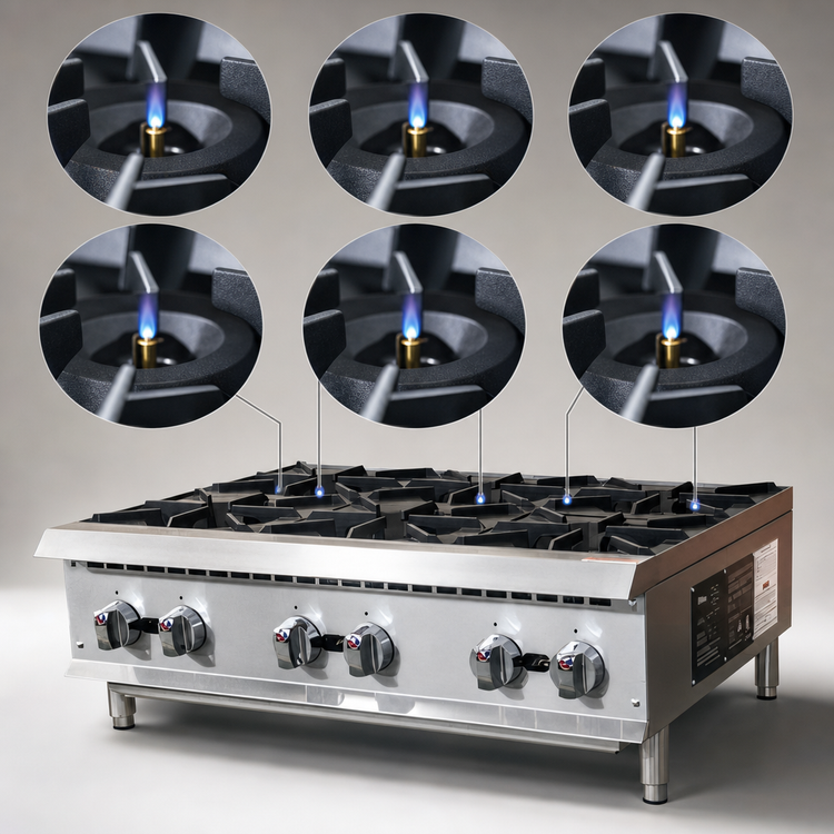 Product image #4 for IKON Cooking 36.5-Inch Natural Gas 6-Burner Commercial Hotplate, 150,000 BTU