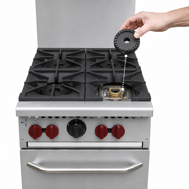 Product image #5 for Vulcan SX Series 24-Inch Propane Commercial Gas Range with 4 Open Burners and Space Saver Oven