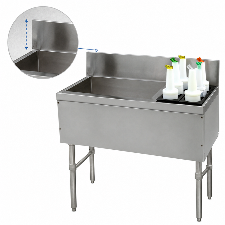 Product image #4 for Advance Tabco Prestige Supreme 42-Inch Stainless Steel Bar Ice Chest with Right-Side Bottle Storage Rack