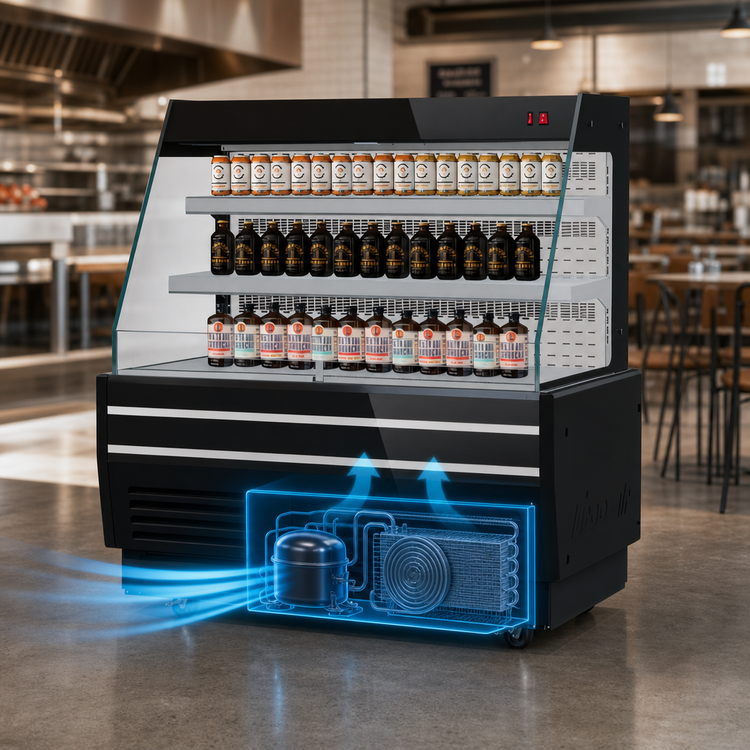Product image #5 for Turbo Air Low-Profile Horizontal Open-Air Cooler Display Case, 48-7/8 Inch Wide, 5.7 Cu. Ft., Self-Contained Refrigeration