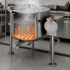 Thumbnail image #4 for Cleveland Range KDL150T 150-Gallon Direct Steam Tilting Steam Kettle, 2/3 Steam Jacket, 316 Stainless Steel Liner, Open Quad-Leg Base