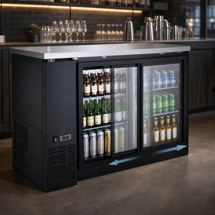Product image #4 for 48-Inch Narrow Counter-Height Back Bar Refrigerator with 2 Glass Sliding Doors