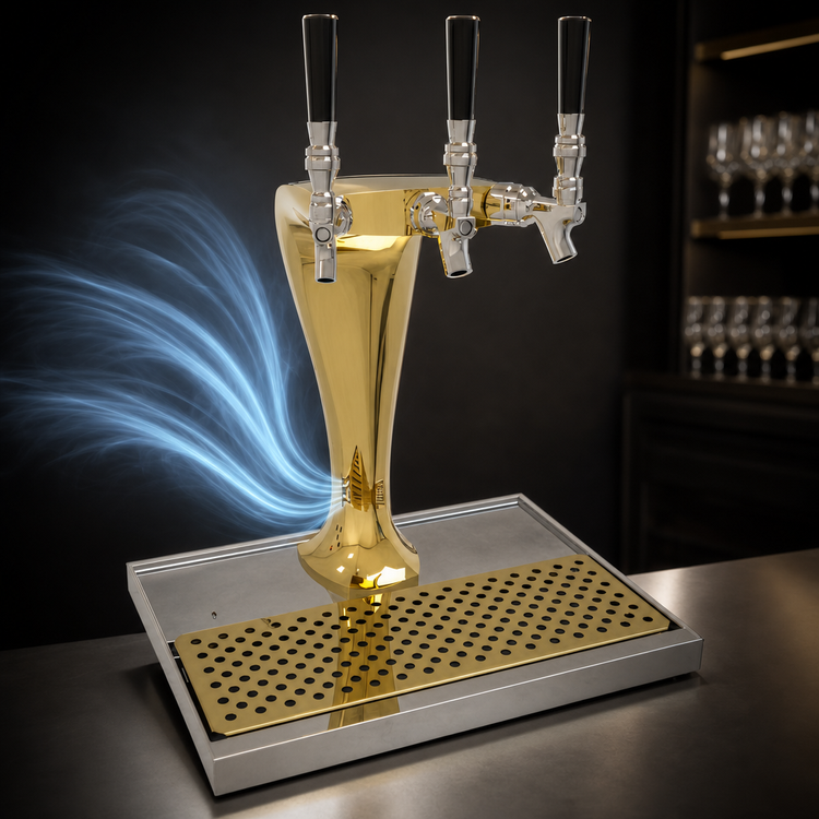 Product image #4 for Glastender Cobra 3-Faucet Countertop Draft Dispensing Tower, Air-Cooled, Gold Finish