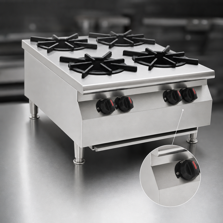 Product image #4 for RedHots Chef's Line 24-Inch Countertop Gas Hot Plate, 4-Burner, Natural Gas, 100,000 BTU