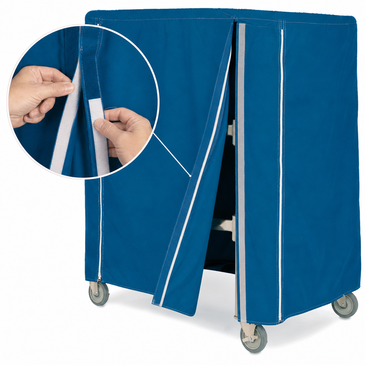 Product image #4 for Metro Mariner Blue Uncoated Nylon Cart Cover with Velcro Fastener for 36 x 18 x 54 Inch Banquet Carts