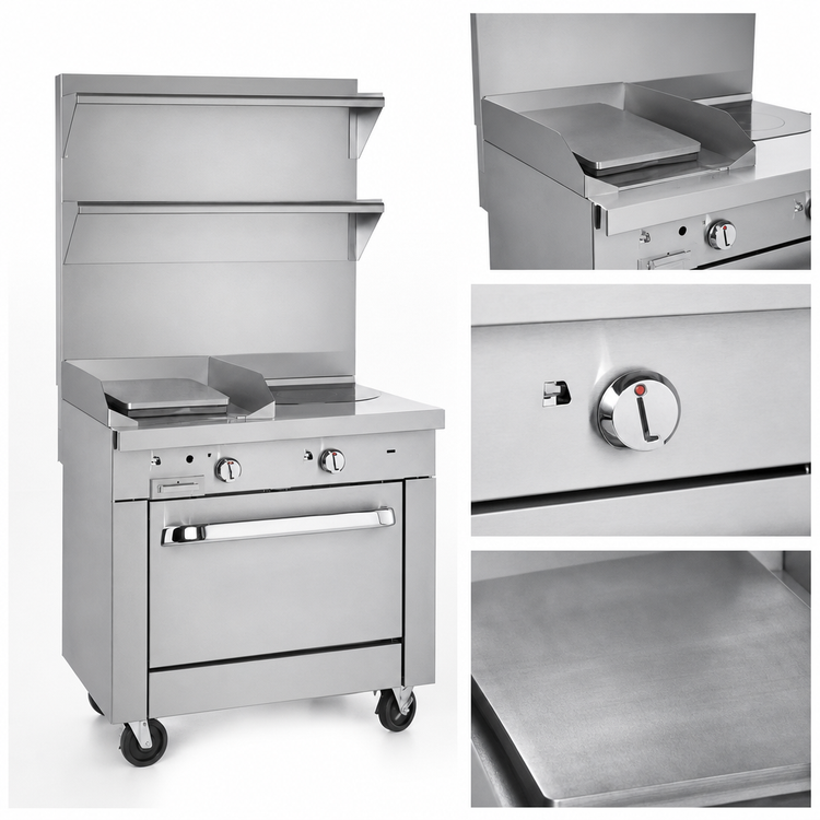 Product image #4 for Southbend Platinum 32-Inch Gas Heavy Duty Range with 16-Inch Hot Top, 16-Inch Griddle, and Cabinet Base
