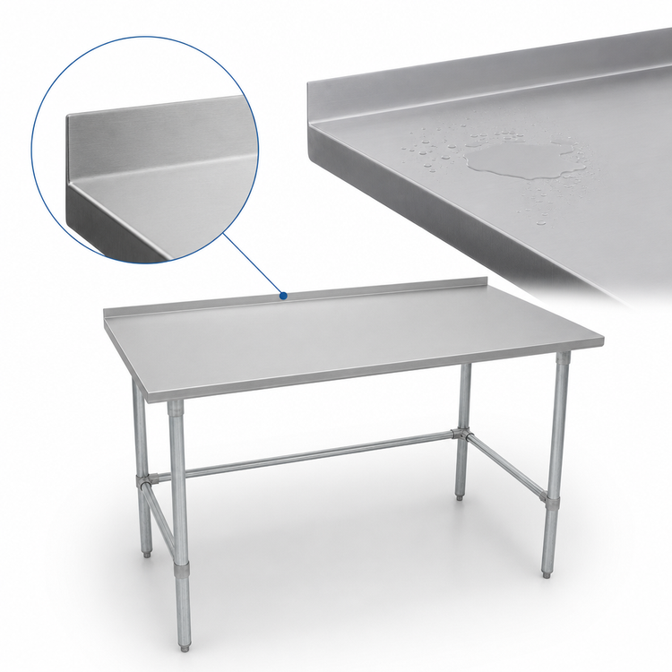 Product image #4 for John Boos Stallion 84-Inch x 36-Inch 14-Gauge 300-Series Stainless Steel Work Table with Rear Up-Turn and Galvanized Base