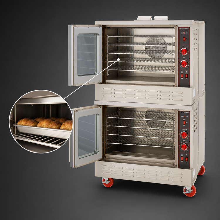 Product image #5 for American Range Majestic Double-Deck Bakery-Depth Electric Convection Oven with 50/50 Glass Doors
