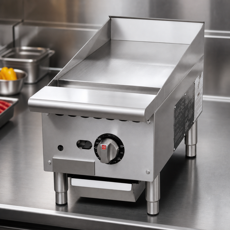 Product image #4 for Winco Spectrum 12-Inch Countertop Natural Gas Thermostatic Griddle with 1-Inch Polished Steel Plate