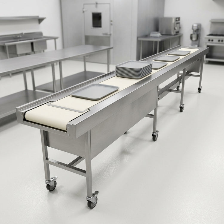Product image #3 for Dinex DXIESFB12 12 ft. Variable Speed Fabric Belt Tray Make-Up Conveyor