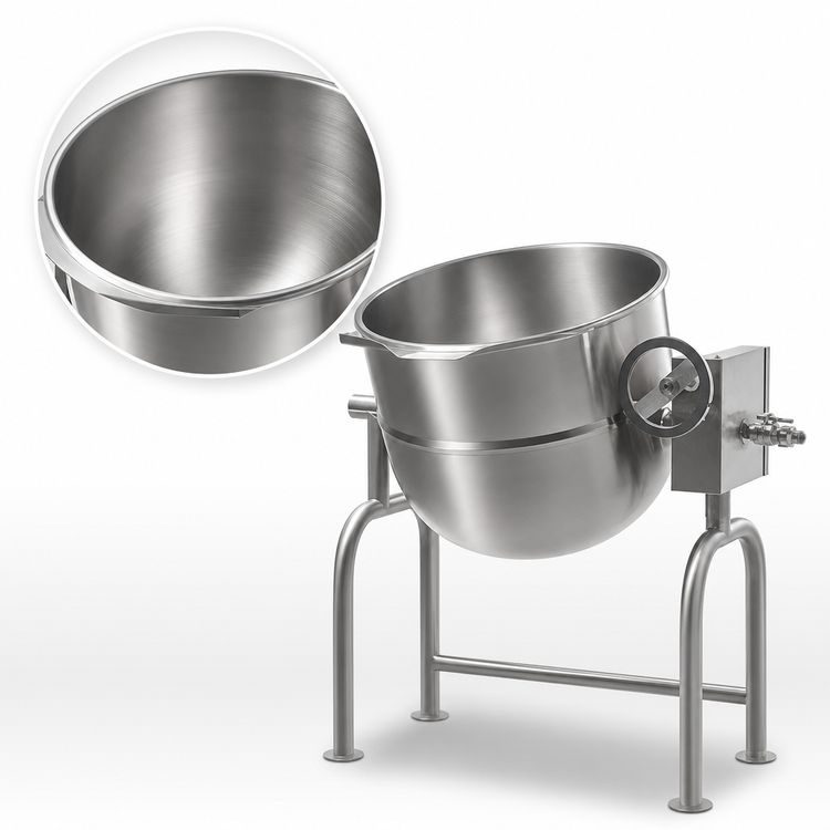 Product image #4 for Legion TWU-100 100-Gallon Direct Steam Tilting Kettle, 2/3 Jacketed, U-Frame Mounted