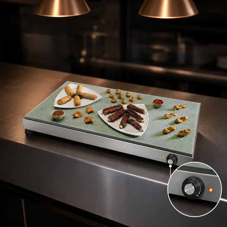 Product image #4 for Hatco Glo-Ray Portable Simulated Stone Rectangular Heated Shelf, 48 x 18 Inch