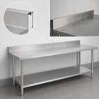 Thumbnail image #4 for Duke Manufacturing 316S-30144-5R Stainless Steel Work Table with 5-Inch Riser, Bullnose Edge, Open Base and Undershelf, 30 x 144 Inches