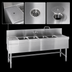 Thumbnail image #4 for Eagle Spec-Bar Four-Compartment Underbar Sink Unit with Left Drainboard, 60 x 19 x 37 Inches