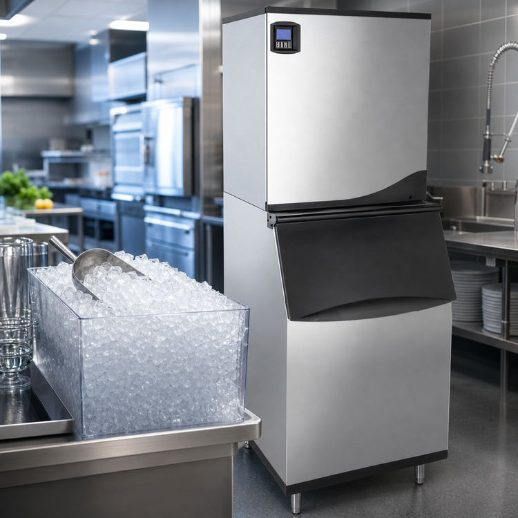 Product image #4 for Maxx Ice Intelligent Series 60 Inch Wide Half Dice Modular Ice Machine with 470 lb Storage Bin