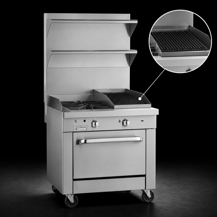 Product image #4 for Southbend Platinum 32-Inch Modular Gas Countertop Range with 2 Open Burners and 16-Inch Charbroiler