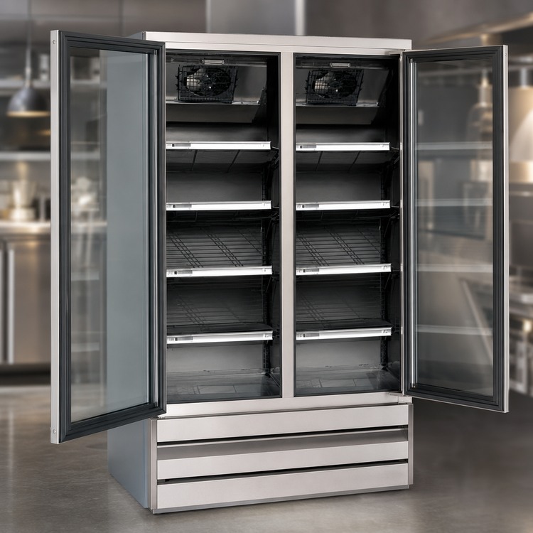 Product image #5 for Howard-McCray Two-Section Bottom-Mount Glass Door Refrigerator Merchandiser, 42 Cu. Ft.