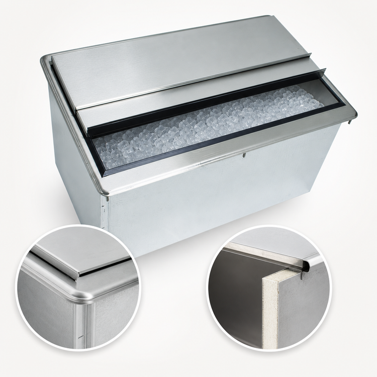 Product image #4 for Advance Tabco Bar King (Supreme) D-30-IBL Drop-In Ice Bin — 62 lb Capacity, Stainless Steel, Sliding Cover