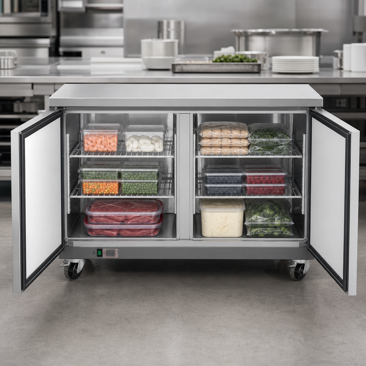 Product image #4 for Maxx Cold X-Series 48-Inch 2-Section Undercounter Freezer, 12 Cu. Ft., Stainless Steel