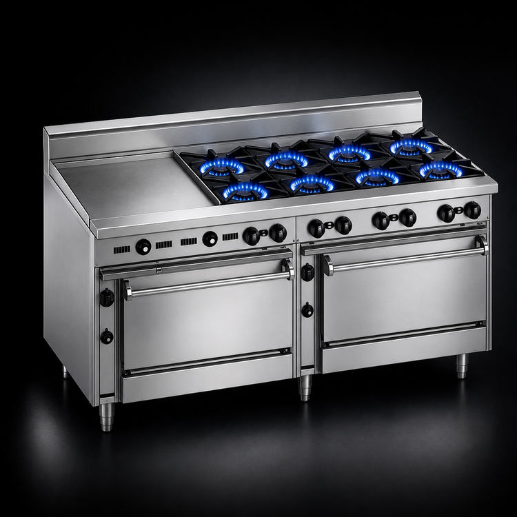 Product image #4 for Bistro 72-Inch Gas Restaurant Range with 36-Inch Griddle, 6 Open Burners, Standard Oven and Cabinet Base