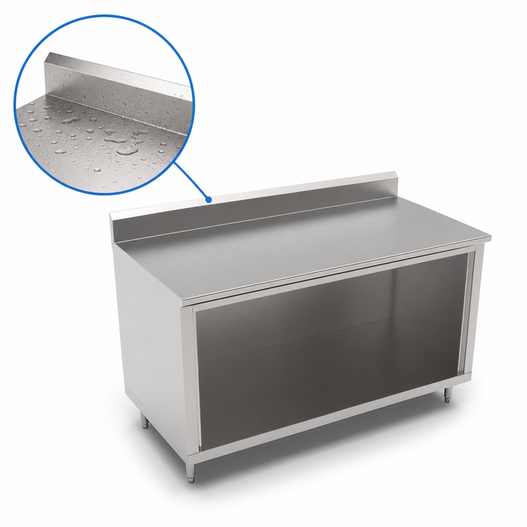 Product image #4 for John Boos 72-Inch x 30-Inch Stainless Steel Work Table with Open Front Cabinet Base and 5-Inch Backsplash