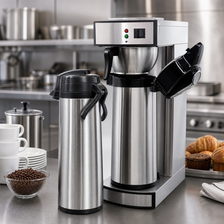 Product image #4 for Omcan USA Single Brewer Manual Pourover Airpot Coffee Maker with 2 Liter Air Pot, Stainless Steel, 120V
