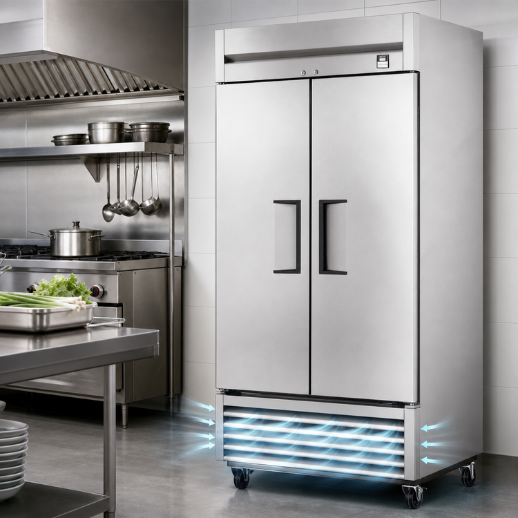 Product image #4 for Two-Section Bottom-Mounted Reach-In Solid Swing Door Stainless Steel Refrigerator