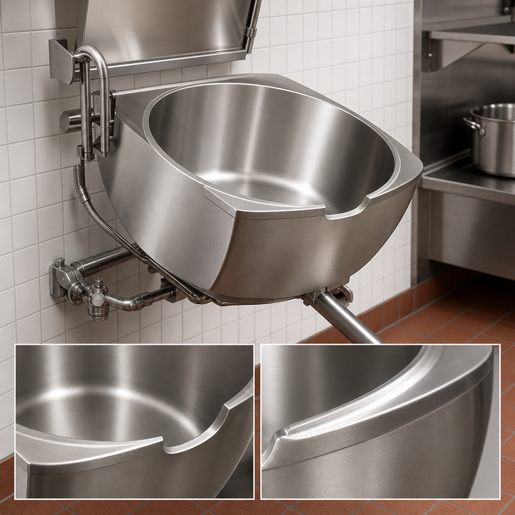 Product image #4 for Legion TWSWT-50 50-Gallon Full-Jacketed Direct Steam Wall-Mount Tilting Kettle
