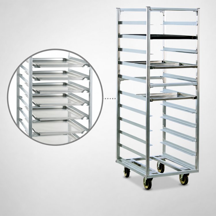 Product image #4 for New Age Heavy-Duty Roll-In Refrigerator/Proofer Rack, Open Frame Aluminum, 11 Sheet Pan Capacity
