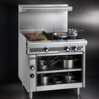Thumbnail image #4 for Imperial (Middleby) Spec Series IHR-GT18-2-XB 36-Inch Gas Range with 2 Open Burners, 18-Inch Thermostatic Griddle & Open Cabinet Base