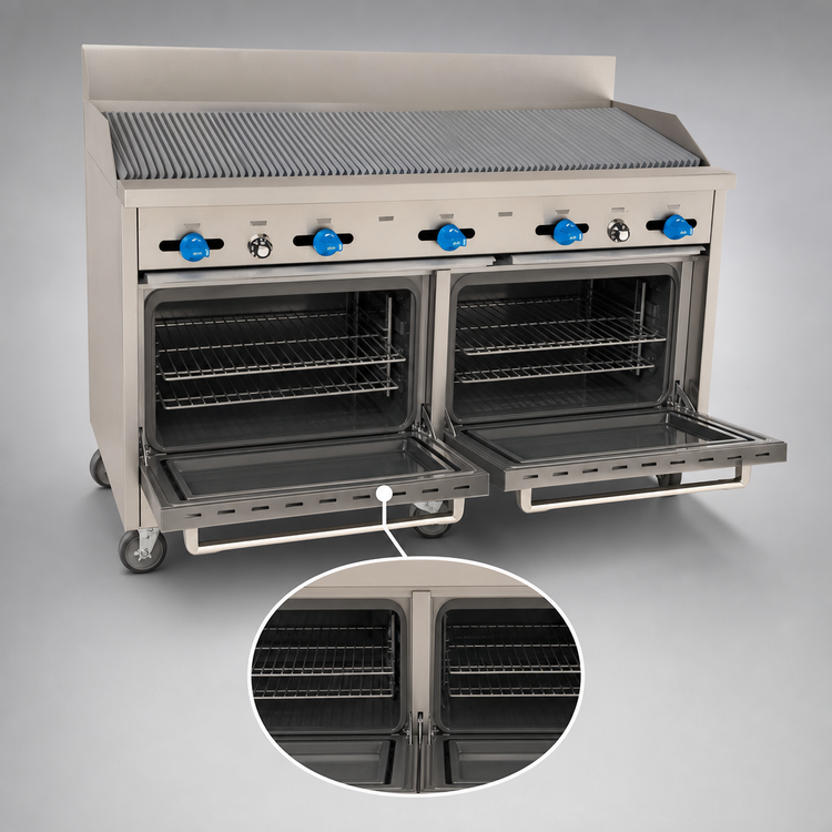 Product image #4 for Comstock-Castle 60-Inch Gas Char-Broiler Range with Two Standard Ovens