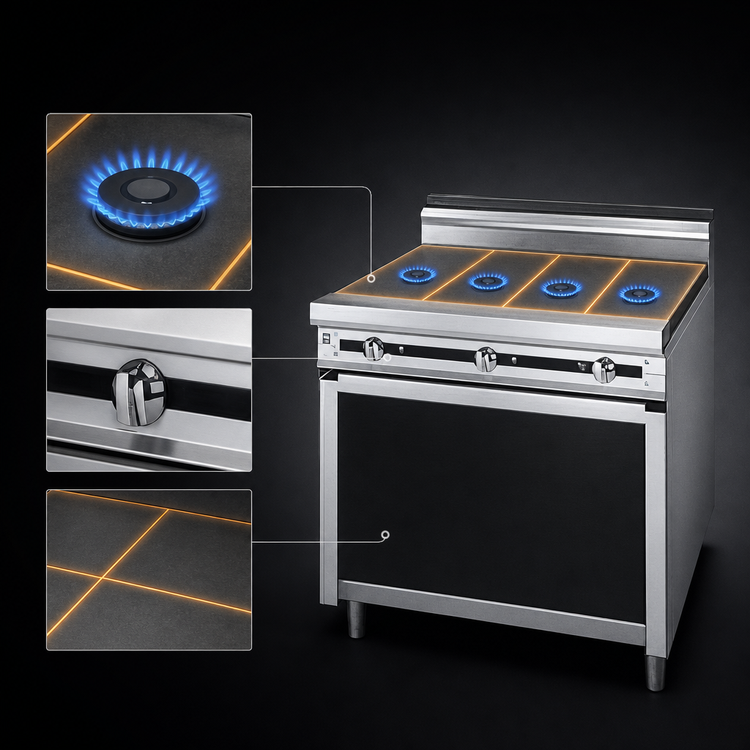 Product image #4 for Titan JTRH-4HT 48" 4-Section Cabinet Base Gas Hot Top Range
