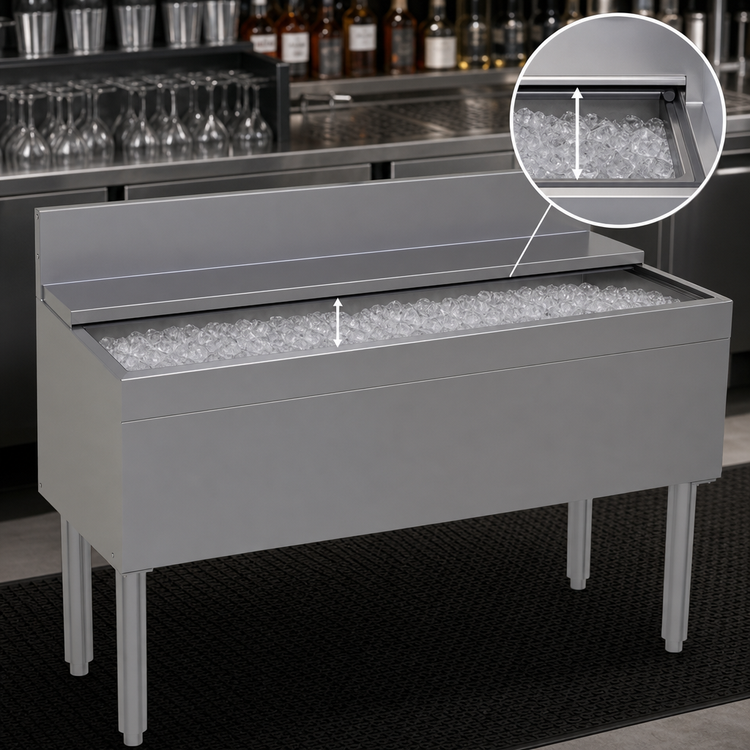 Product image #4 for Glastender 48 Inch Underbar Ice Bin with 10-Circuit Cold Plate and 134 lb Capacity