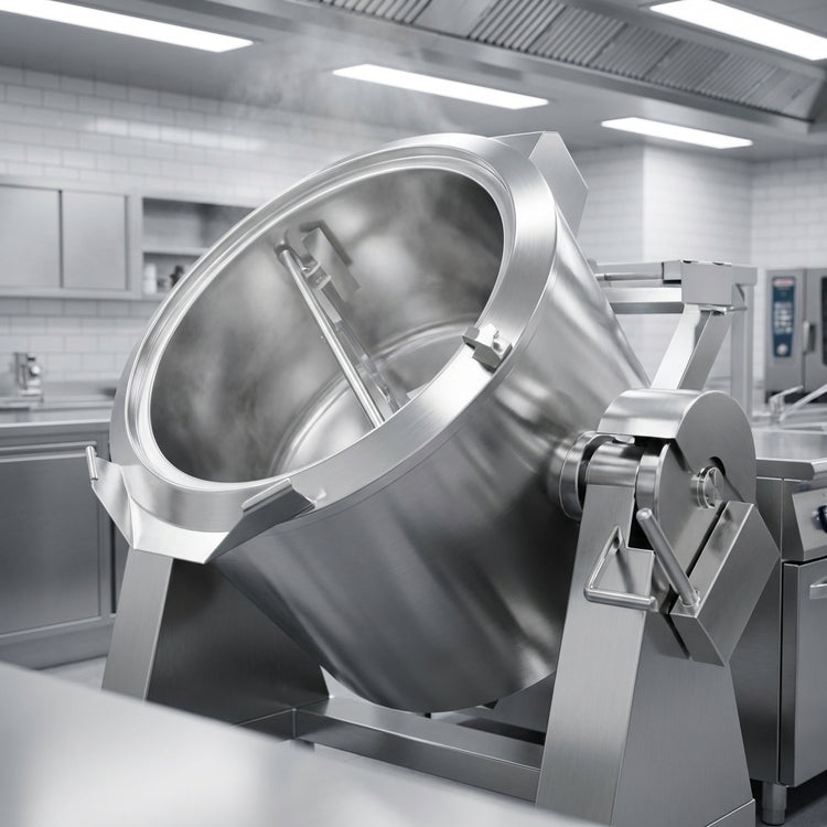 Product image #3 for Baskett UPRIE122M_V1 122 Gallon Electric Indirect Heating Tilting Kettle with Mixer