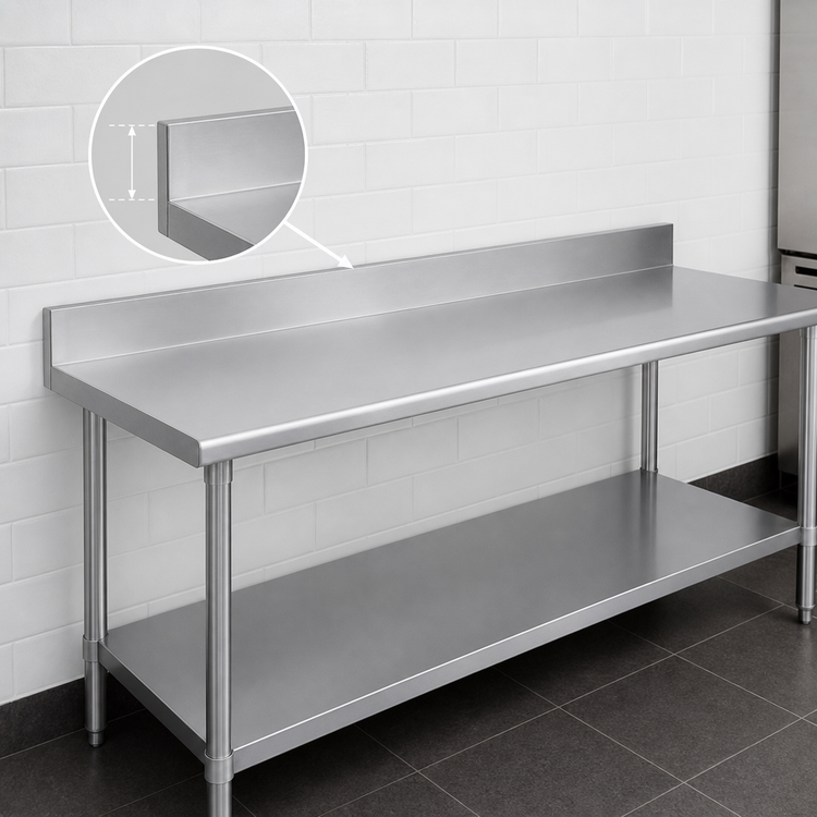 Product image #4 for Duke 84-Inch x 30-Inch Stainless Steel Work Table with 5-Inch Riser and Stainless Steel Undershelf