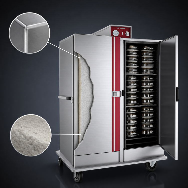 Product image #4 for EquaHeat Mobile Double-Door Electric Banquet Holding Cabinet for Pre-Plated Meals, 120 Plate Capacity
