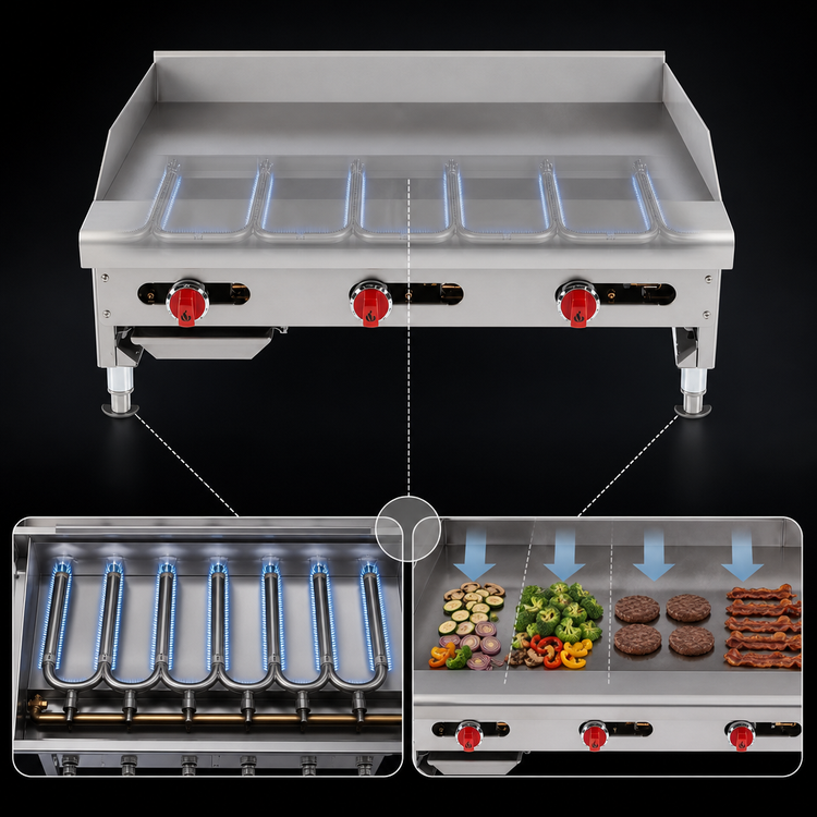 Product image #4 for American Range 72-Inch Countertop Manual Gas Griddle with 24-Inch Deep Smooth Steel Plate