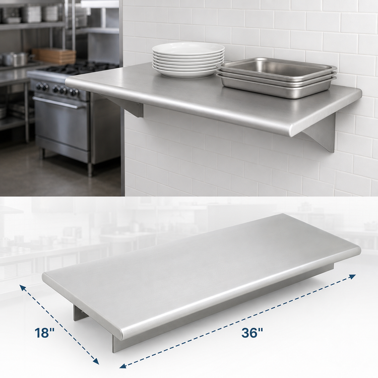 Product image #4 for Eagle Group 36-Inch x 18-Inch Pass-Thru Stainless Steel Shelf with Wall Bracket