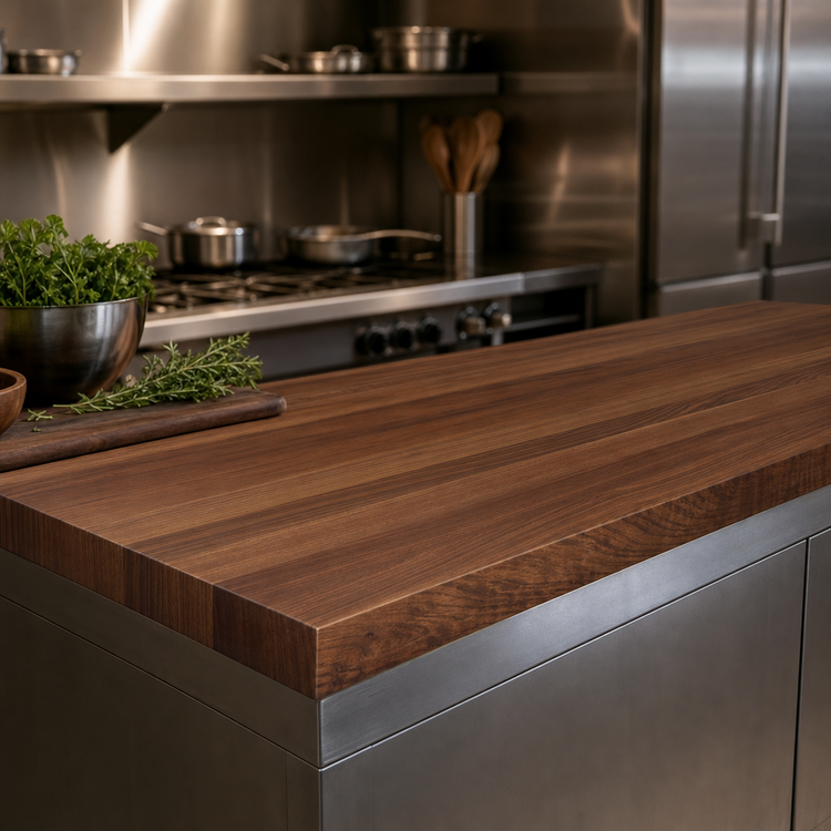 Product image #4 for John Boos Boos Block American Black Walnut Kitchen Countertop, 120 x 38 x 2-1/4 Inch, Edge Grain, Varnique Finish