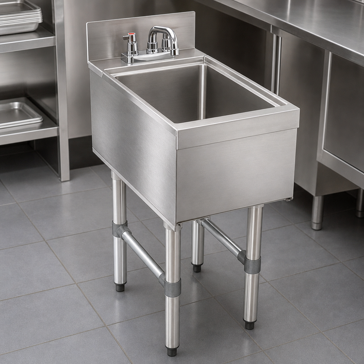 Product image #4 for Advance Tabco Special Value Series Underbar Freestanding Stainless Steel Hand Sink with Deck Mount Faucet, 15 x 21 x 32-3/4 Inches