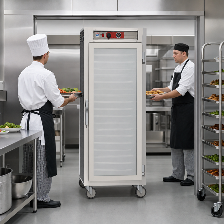 Product image #4 for Metro C5 6 Series Mobile Full-Height Pass-Through Heated Holding Cabinet with Combination Doors, 35 Full-Size 18" x 26" Pan Capacity, 120V