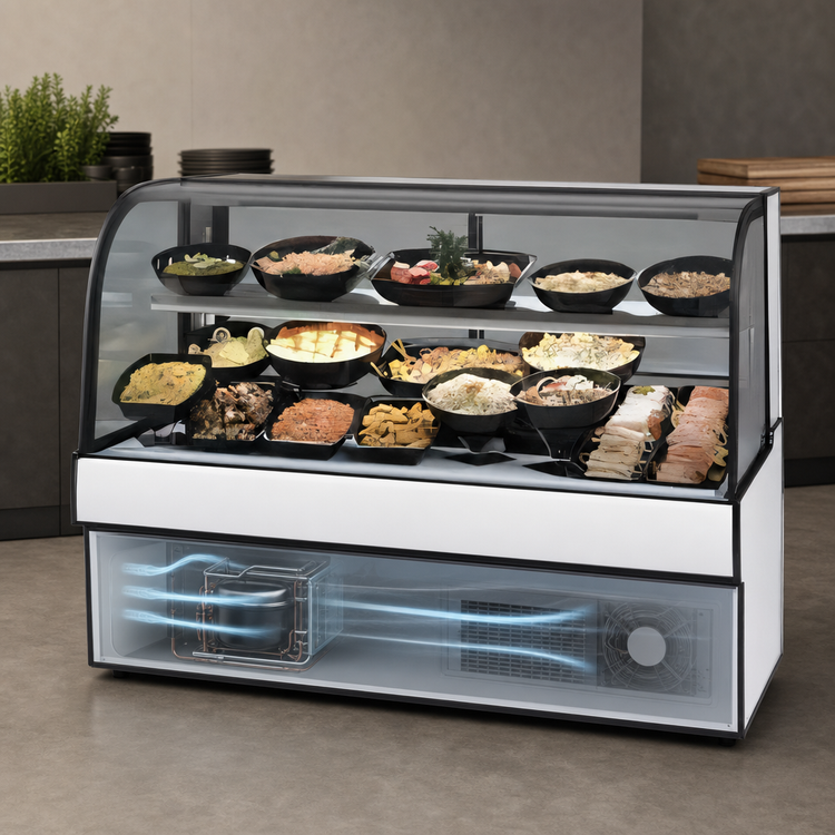 Product image #4 for Federal Industries Curved Glass Full-Service Refrigerated Deli Case, 50.13"W x 35.31"D x 48"H, Self-Contained